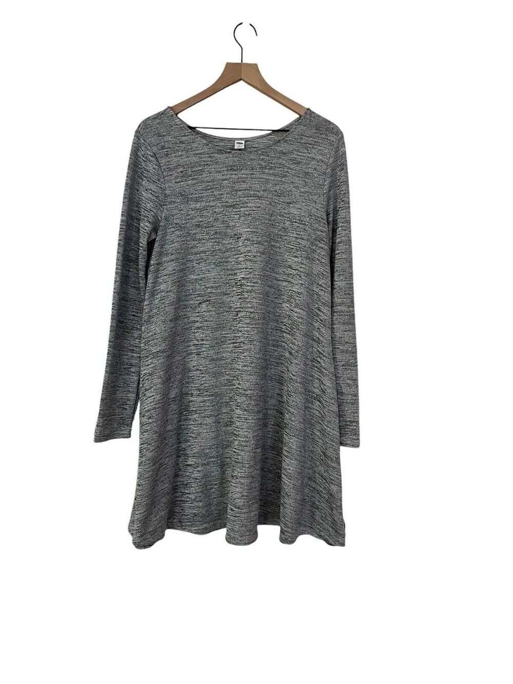 Old Navy Womens Gray Long Sleeved Scoop Neck Space Dye Marled Dress Size Large